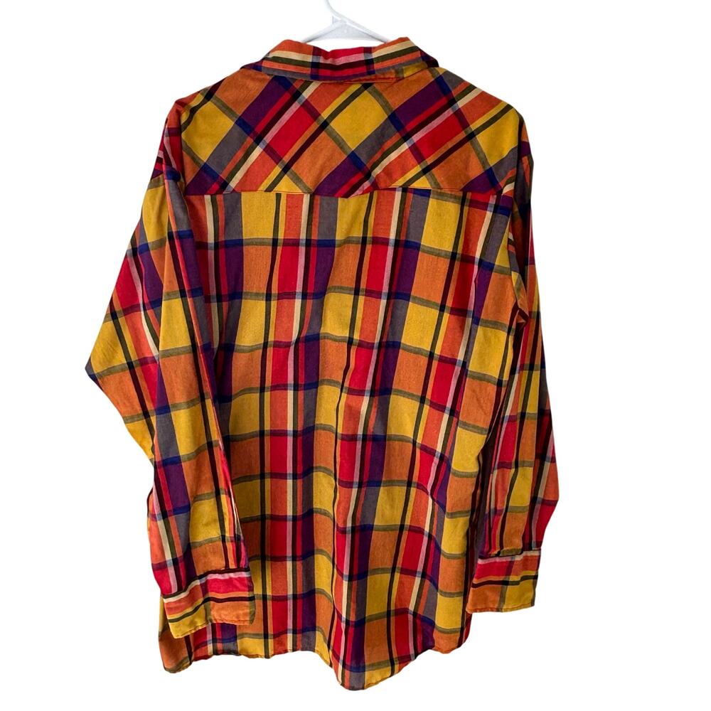 Vintage Westerner Men's XL Colorful Plaid Shirt Pearl Snap Cowboy Rodeo - Picture 7 of 7